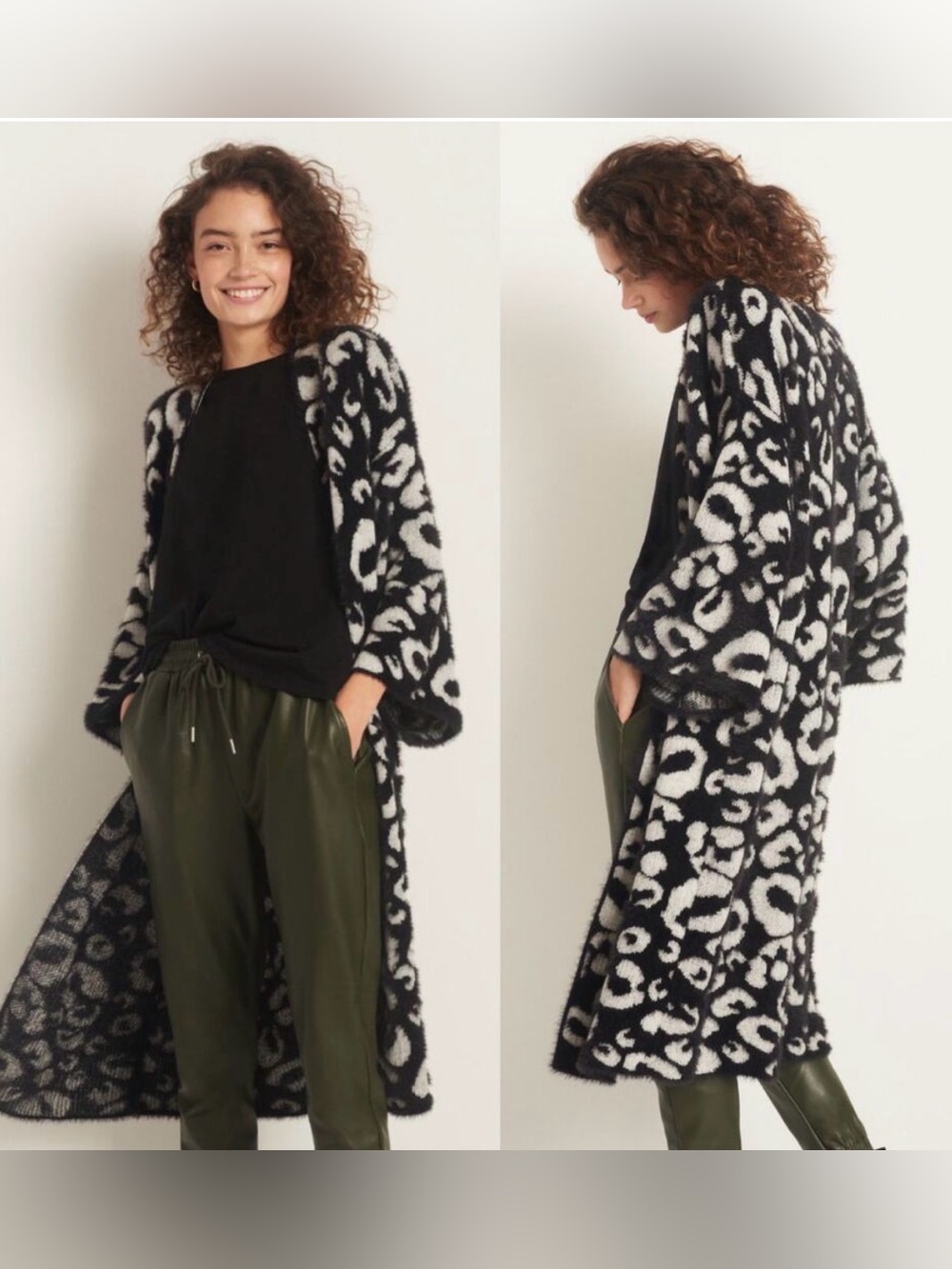 Akemi + Kin Anthropologie Leopard Open-Front Long Cardigan | O/S